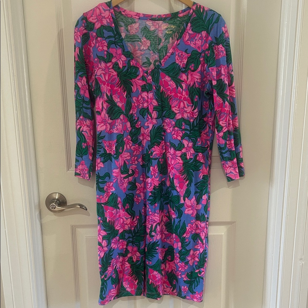 Lilly Pulitzer Floral Pink and Green Dress